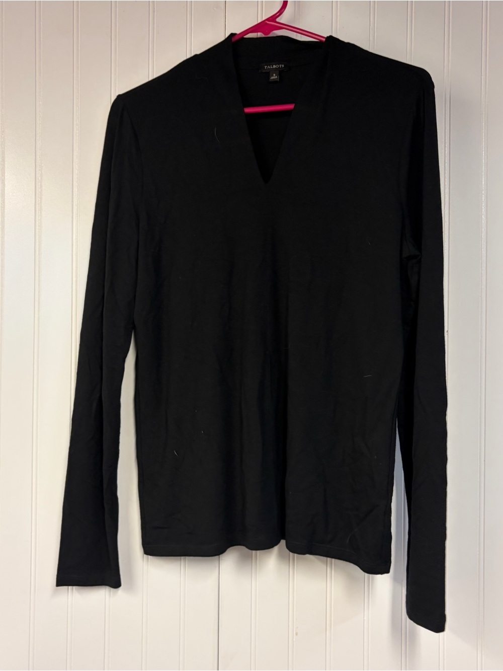 Talbots Black V-Neck Long Sleeve Top Small